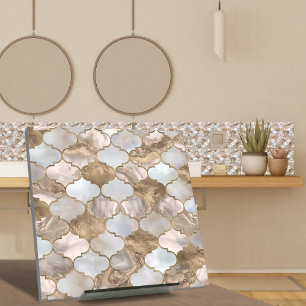 Carreau Trellis marocain Marbre blanc et or