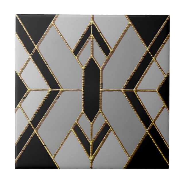 Carreau Trellis marocain Marbre blanc et or Carrelage (Devant)