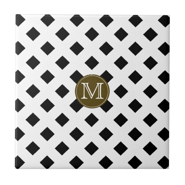 Carreau Trellis noir et blanc Personnalisé (Devant)