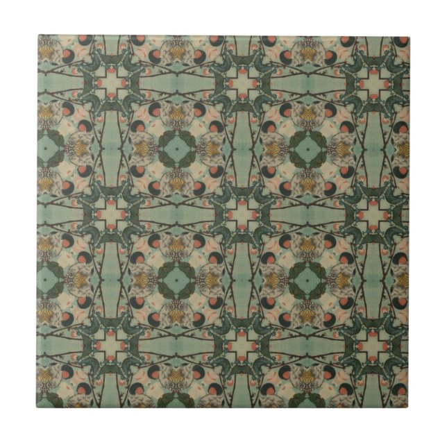 Carreau Trellis vert beige | Tile (Devant)