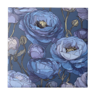 Carreau Trendy Botanical Ranunculus Tiles For Indoor Floor