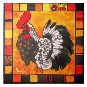 Carreau trépied de tuile de coq