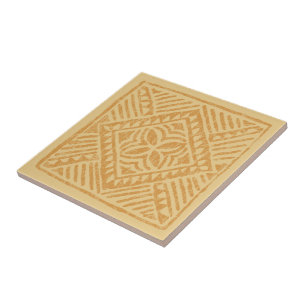 Carreau Trépieds polynésiens de tuile de diamant de Tapa