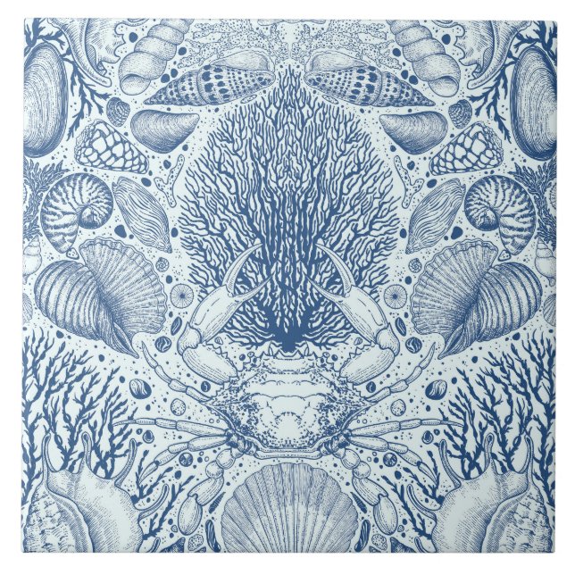 Carreau Trésors de plage en bleu (Devant)