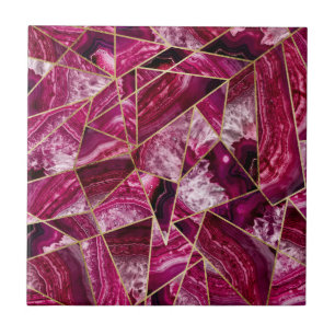 Carreau Triangles géométriques d'or blanc fuchsia rose