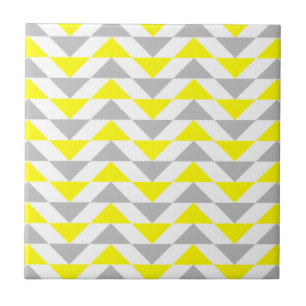 Carreau Triangles géométriques Jaune, Gris, Blanc Motif
