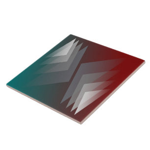 Carreau Triangles gris sur bordeaux turquoise