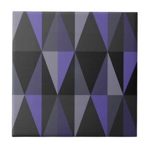 Carreau Triangles modernes du milieu du siècle Indigo fonc