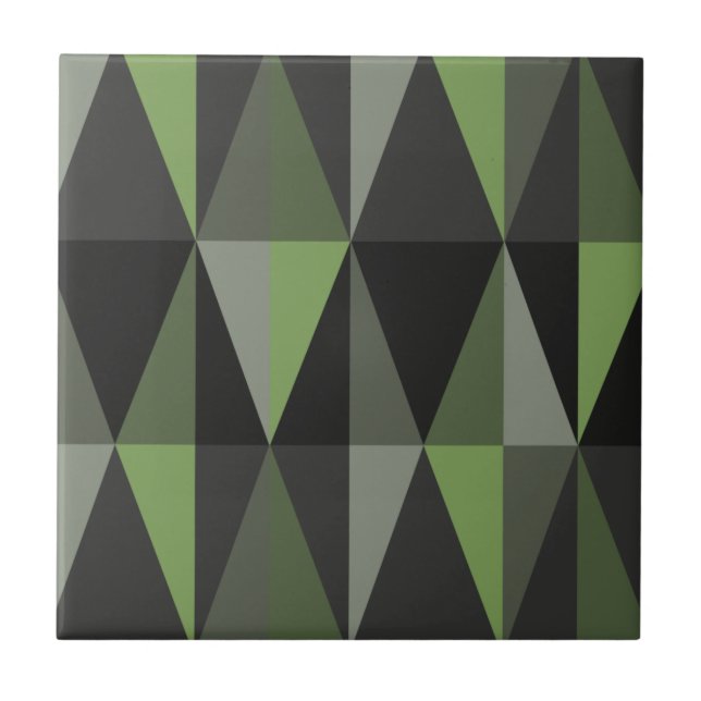 Carreau Triangles modernes du milieu du siècle Olive foncé (Devant)