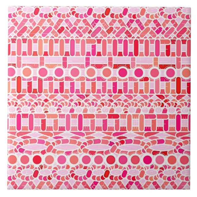 Carreau Tribal Batik - teintes roses et coraux (Devant)