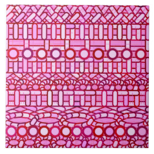 Carreau Tribal Batik - tons rose et bordeaux