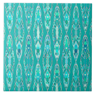 Carreau Tribal Batik - Turquoise et Aquamarine