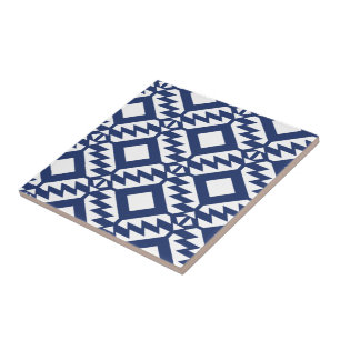 Carreau Tribal bleu et blanc géométrique
