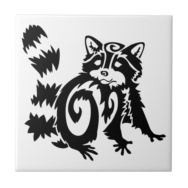 Carreau Tribal Woodland Raccoon Design (Devant)