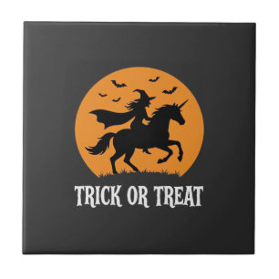 Carreau Trick or Treat Sorcière Licorne Halloween Design_1