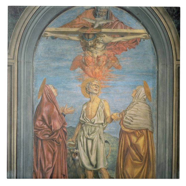 Carreau Trinité sainte avec St Jerome (fresque) (Devant)