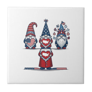 Carreau Trio de gnomes patriotiques dessin vectoriel vinta