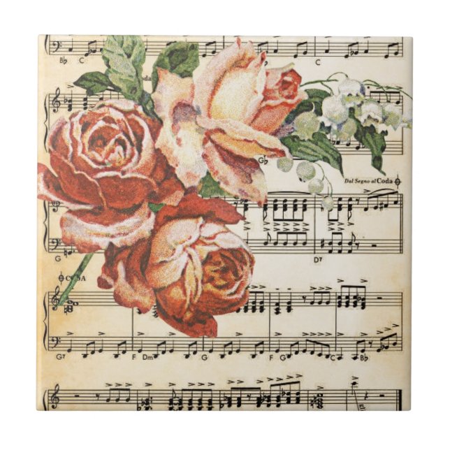 Carreau Trio et musique Rose vintage (Devant)