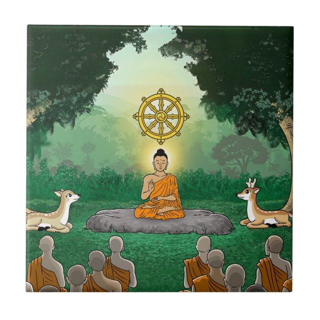 Carreau Triple Gemmes : Bouddha, Dharma, Carrelage en céra (Devant)
