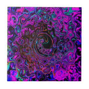Carreau Trippy Black et Magenta Retro Liquid Swirl