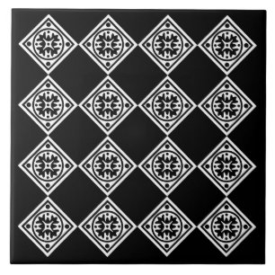 Carreau Trivet De Diamants Art Déco Noir Et Blanc