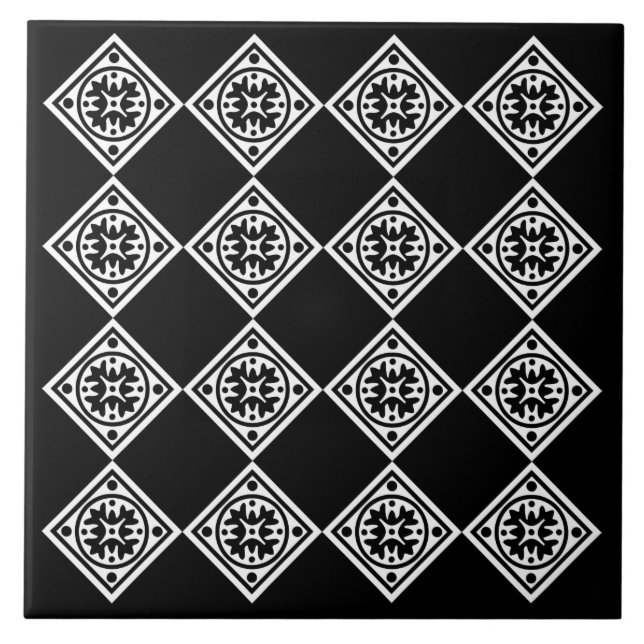 Carreau Trivet De Diamants Art Déco Noir Et Blanc (Devant)