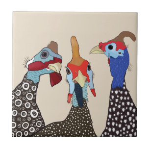 Carreau Trois mignons Oiseaux à tête molle de Guinée