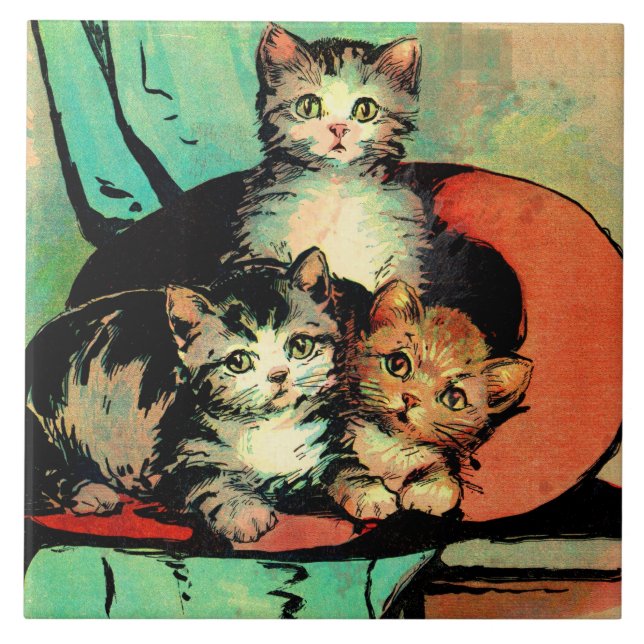 Carreau trois petits chatons (Devant)