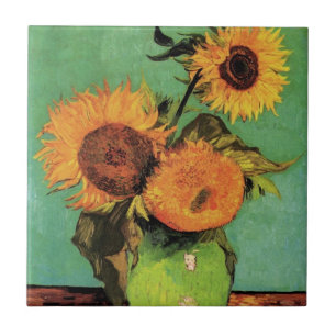 Carreau Trois tournesols dans un vase par Vincent van Gogh