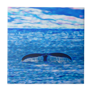 Carreau Tropical Blue Ocean Whale Tail