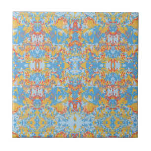 Carreau Tropical Ethnic Blue motif céramique abstrait