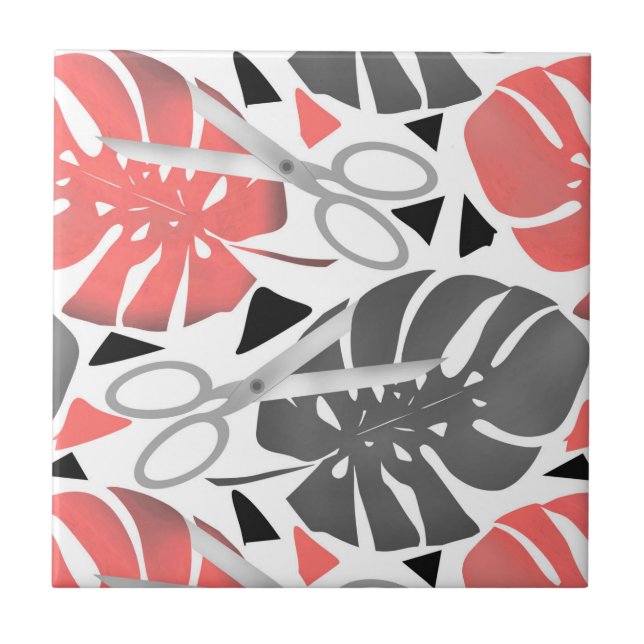 Carreau Tropical print monstera leaves scissors jungle exo (Devant)