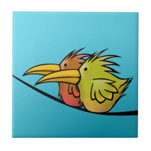 Carreau Tuile, 2 oiseaux sur un fil
