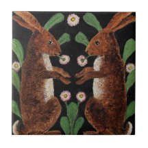 Tuile anglaise vintage de lapins de conception de