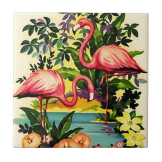 Carreau Tuile assez rose de Flamants roses de cru pour la
