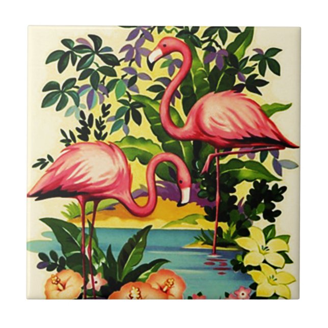 Carreau Tuile assez rose de Flamants roses de cru pour la (Devant)