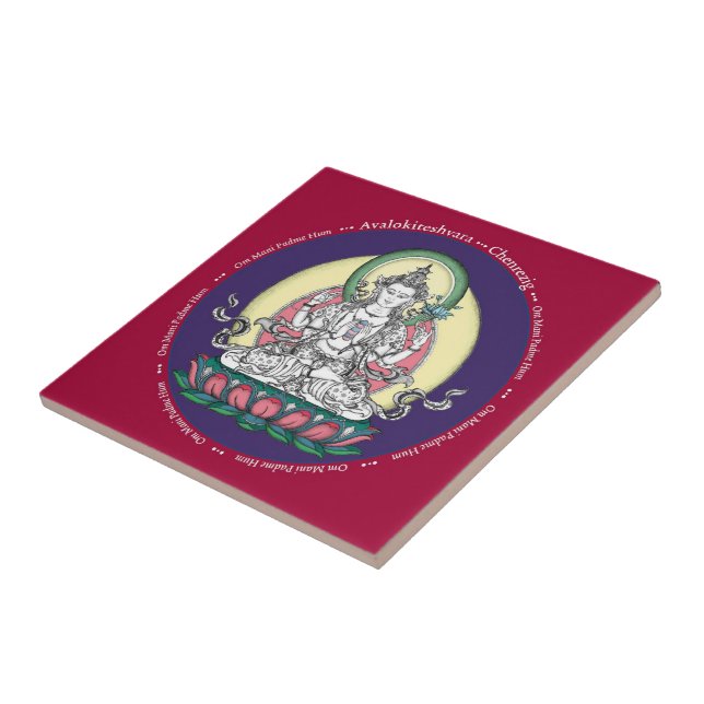 Carreau Tuile - Avalokiteshvara (Tib : Compassion de (Côté)