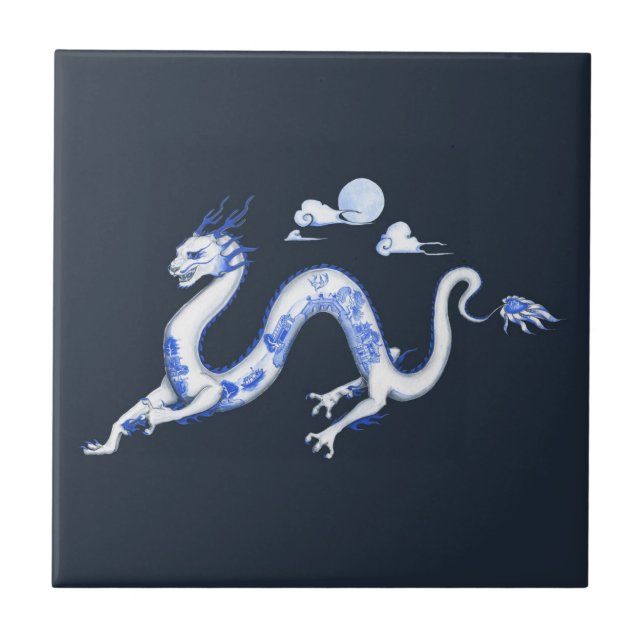 Carreau Tuile bleue de dragon de saule (Devant)