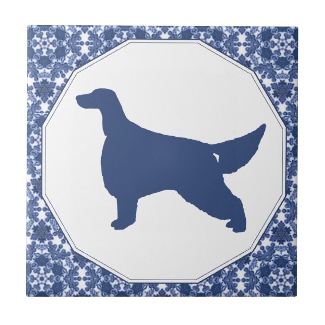 Carreau Tuile bleue de silhouette de saule de poseur (Devant)