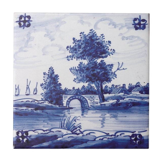 Carreau Tuile bleue traditionnelle néerlandaise (Devant)