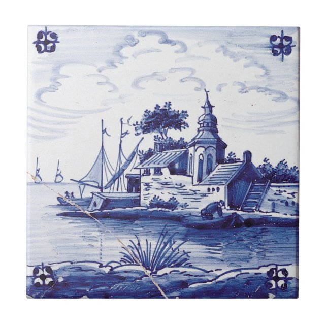 Carreau Tuile bleue traditionnelle néerlandaise (Devant)