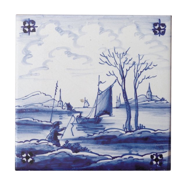 Carreau Tuile bleue traditionnelle néerlandaise (Devant)