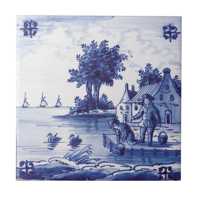 Carreau Tuile bleue traditionnelle néerlandaise (Devant)