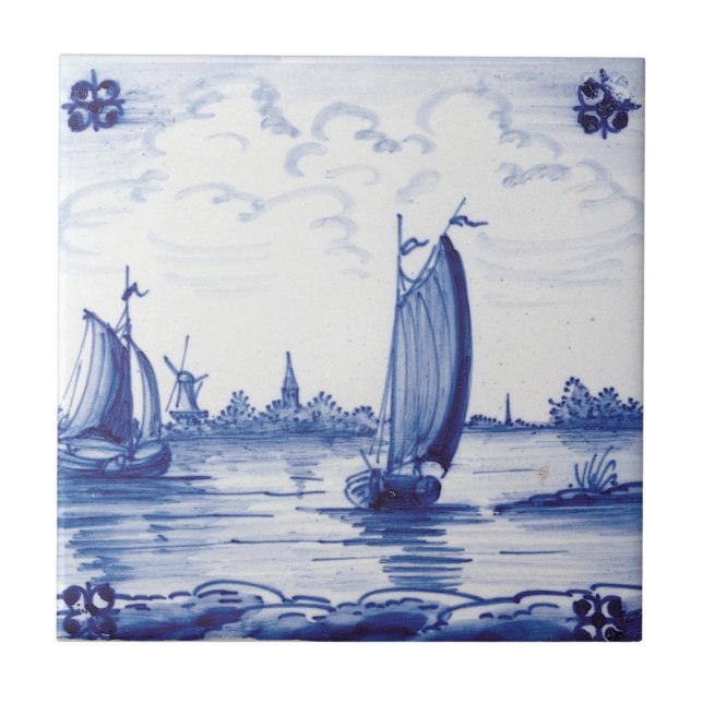 Carreau Tuile bleue traditionnelle néerlandaise (Devant)
