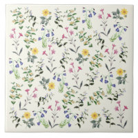 Tuile botanique disposée sensible 6x6 de fleurs