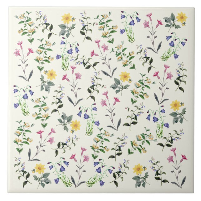 Carreau Tuile botanique disposée sensible 6x6 de fleurs (Devant)