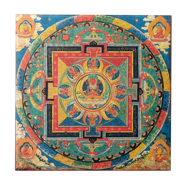 Carreau Tuile bouddhiste tibétaine de mandala (Devant)