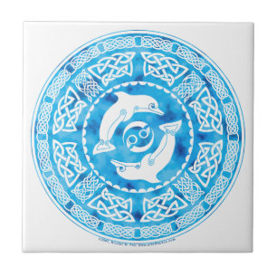 Carreau Tuile celtique de dauphins