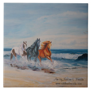 Carreau Tuile, chevaux dans le surf