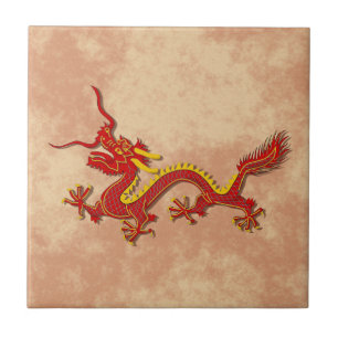 Carreau Tuile chinoise de trépied de cuisine de dragon de